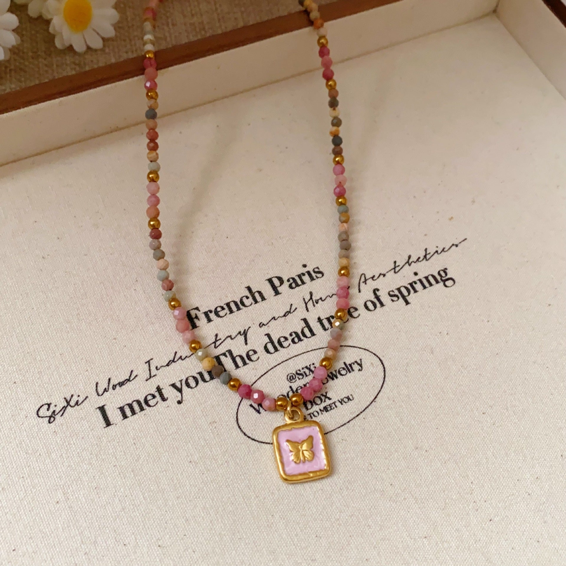 Titanium Steel Oil-drip Red Agate Bead Necklace